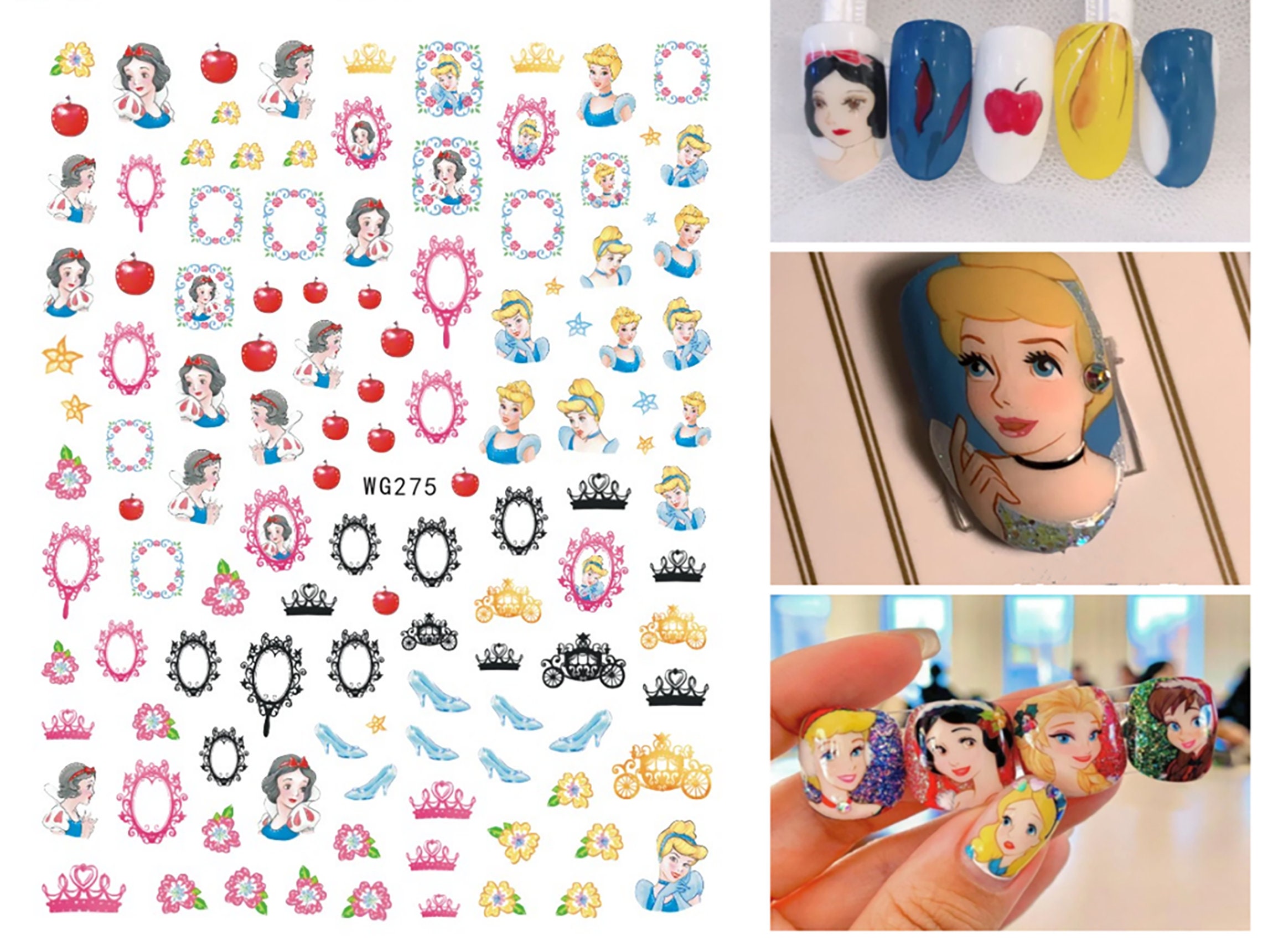 Disney Princess Nail Decals Snow White Cinderella Jasmine Etsy