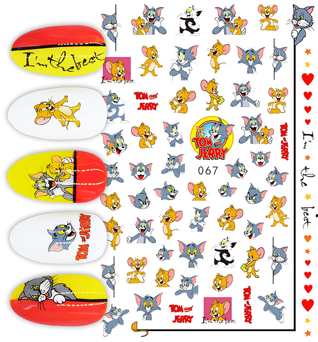 Tom Cat Jerry Mouse Nail Art Stickers Tom & Jerry Nail Art Etsy