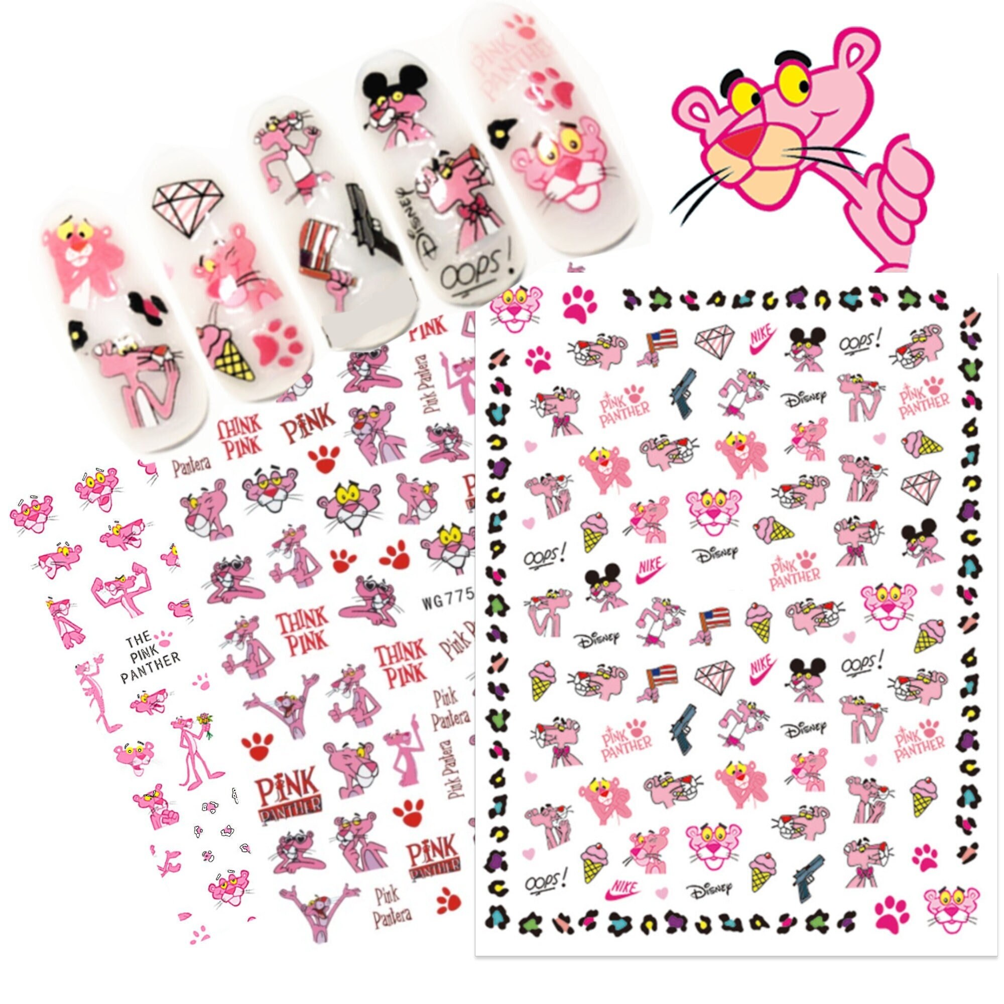 Pink Panther Nail Stickers Pink Leopard Nail Decals Pink - Etsy
