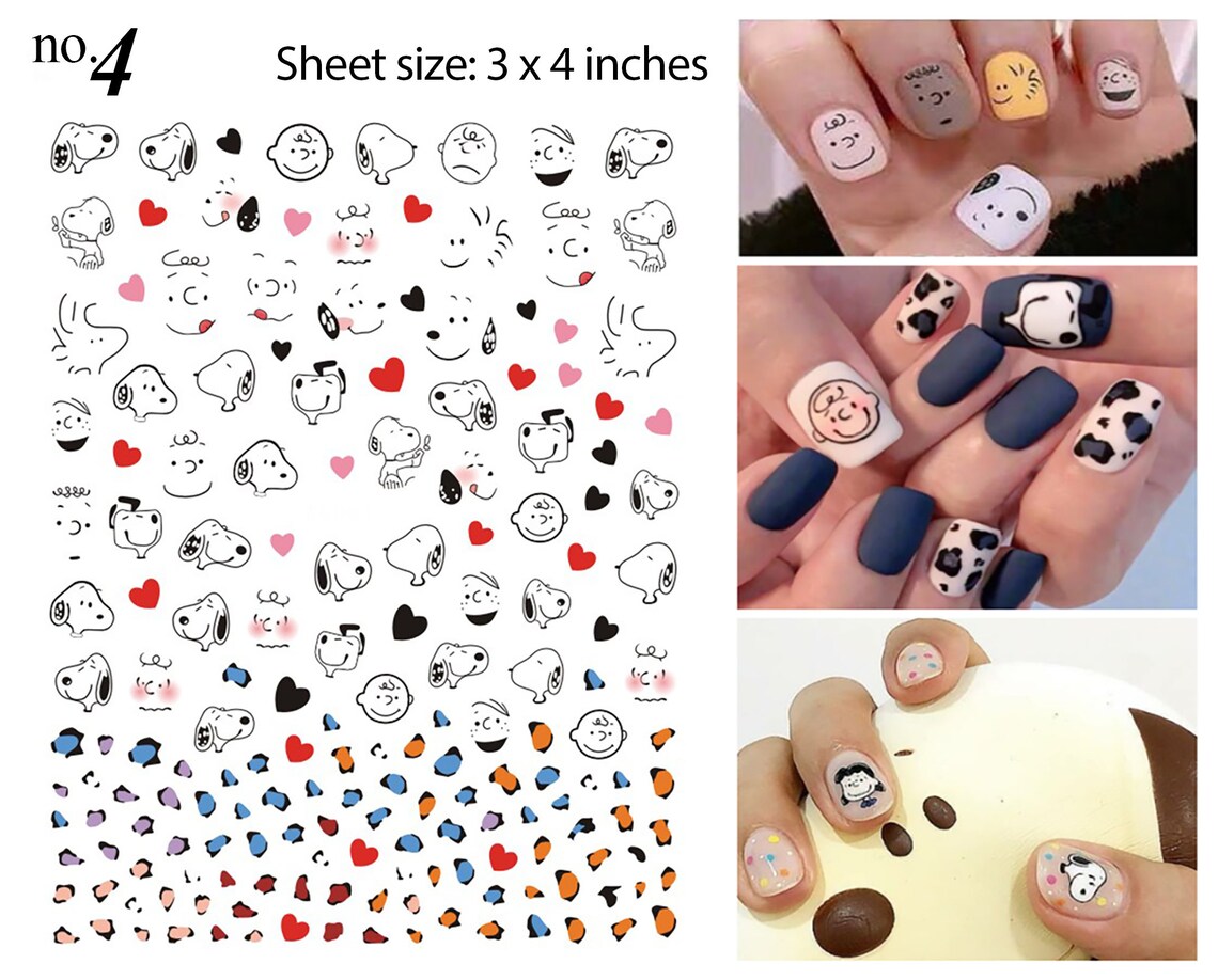 Snoopy Nail Art Stickers Snoop Dog Nail Decals 3D | Etsy