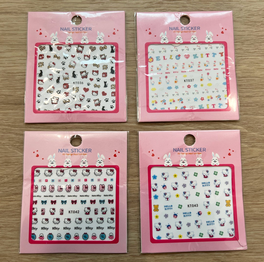 Hello Kitty Nail Art Stickers Cute Cat Nail Decals Kitty & Etsy
