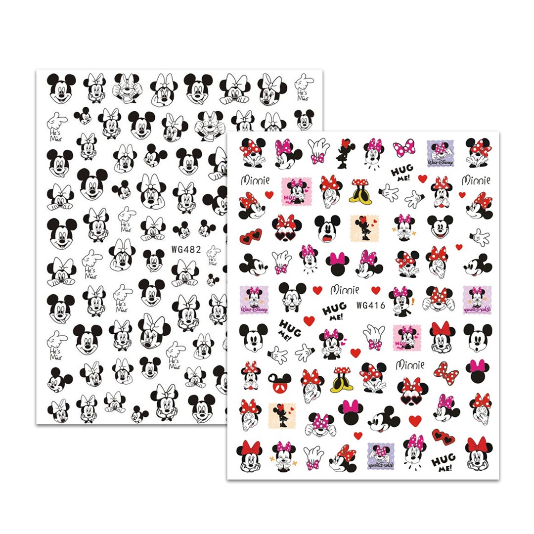 Disney Mickey Mouse Nail Art Stickers Minnie Hearts Love - Etsy
