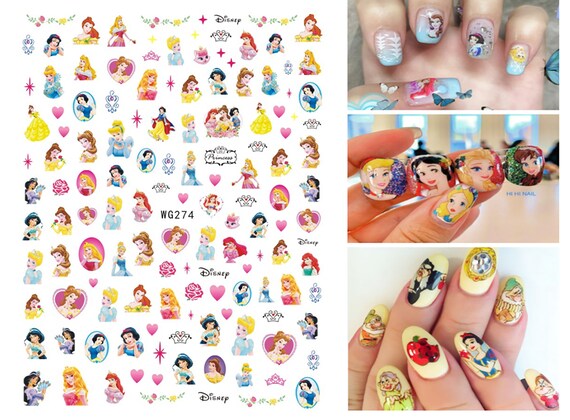 Disney Princess Nail Decals Snow White Cinderella Jasmine - Etsy