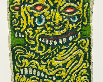 CONTACTS - Original artwork - ink illustration on homemade recycled paper psychedelic cosmic horror trippy goopy ooze art figurative monster