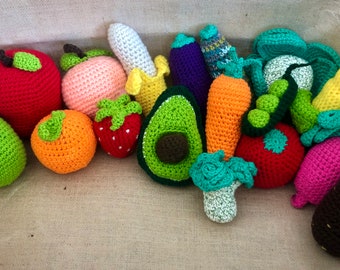 Amigurumi Crochet Play Food Pretend Montesorri Toys Fruit