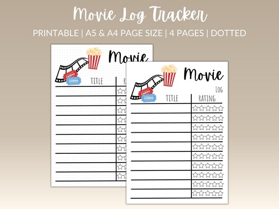 Printable Movie Log Bullet Journal Pages Bujo Printables | Etsy