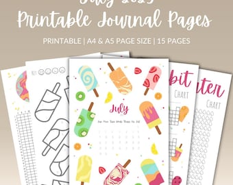 July Printable Journal Pages 2025 | Monthly Spread | Bujo Spread