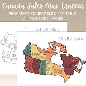 Canada Sales Map Tracker | Procreate Compatible |  Printable A4 | Business Sales Map