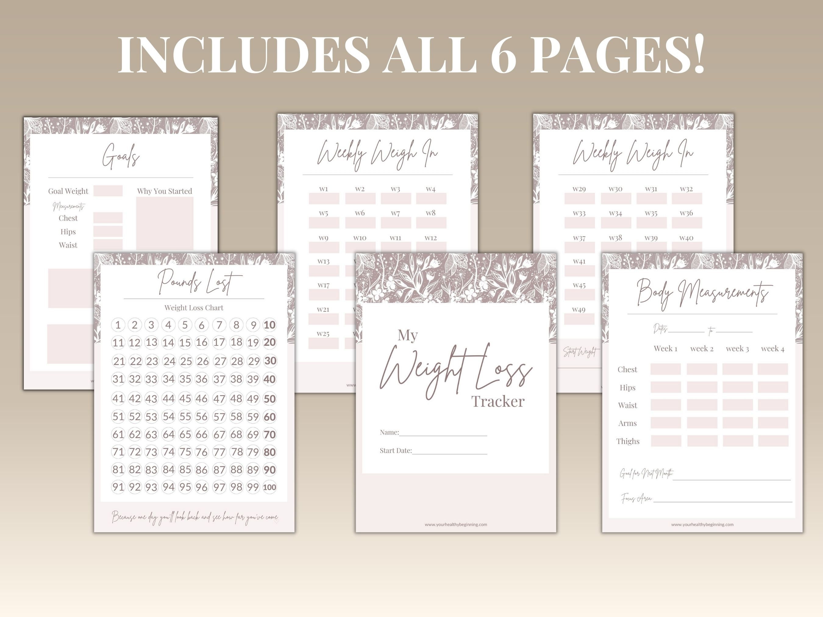 Weight Loss Tracker Printable & Fillable PDF Goal Setting - Etsy