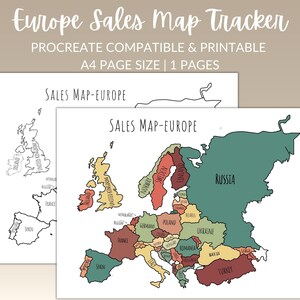 Europe Sales Map Tracker | Procreate Compatible | Printable A4  | Business Sales Map