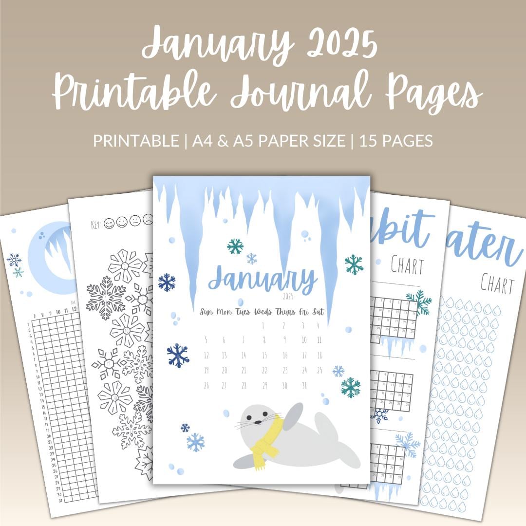 January Printable Journal Pages 2025 | Monthly Spread | Bujo Spread