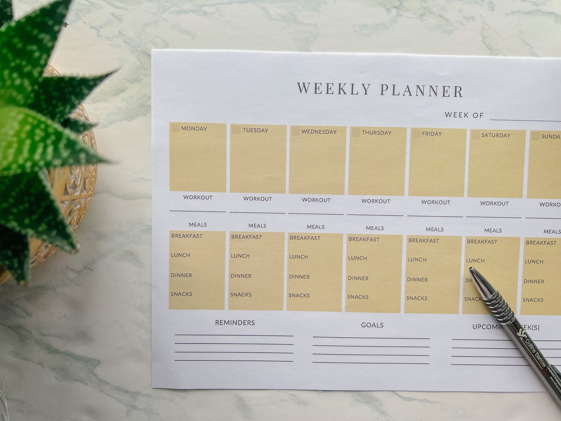 Weekly Planner Template Printable & Fillable PDF With - Etsy