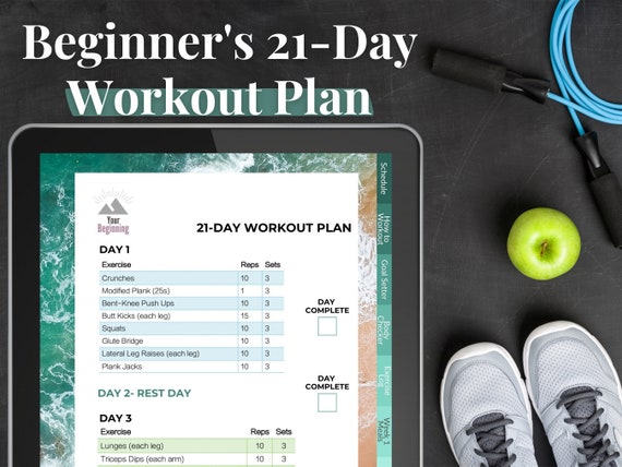 Printable Workout Plan 21 day Workout Plan No Equipment Etsy
