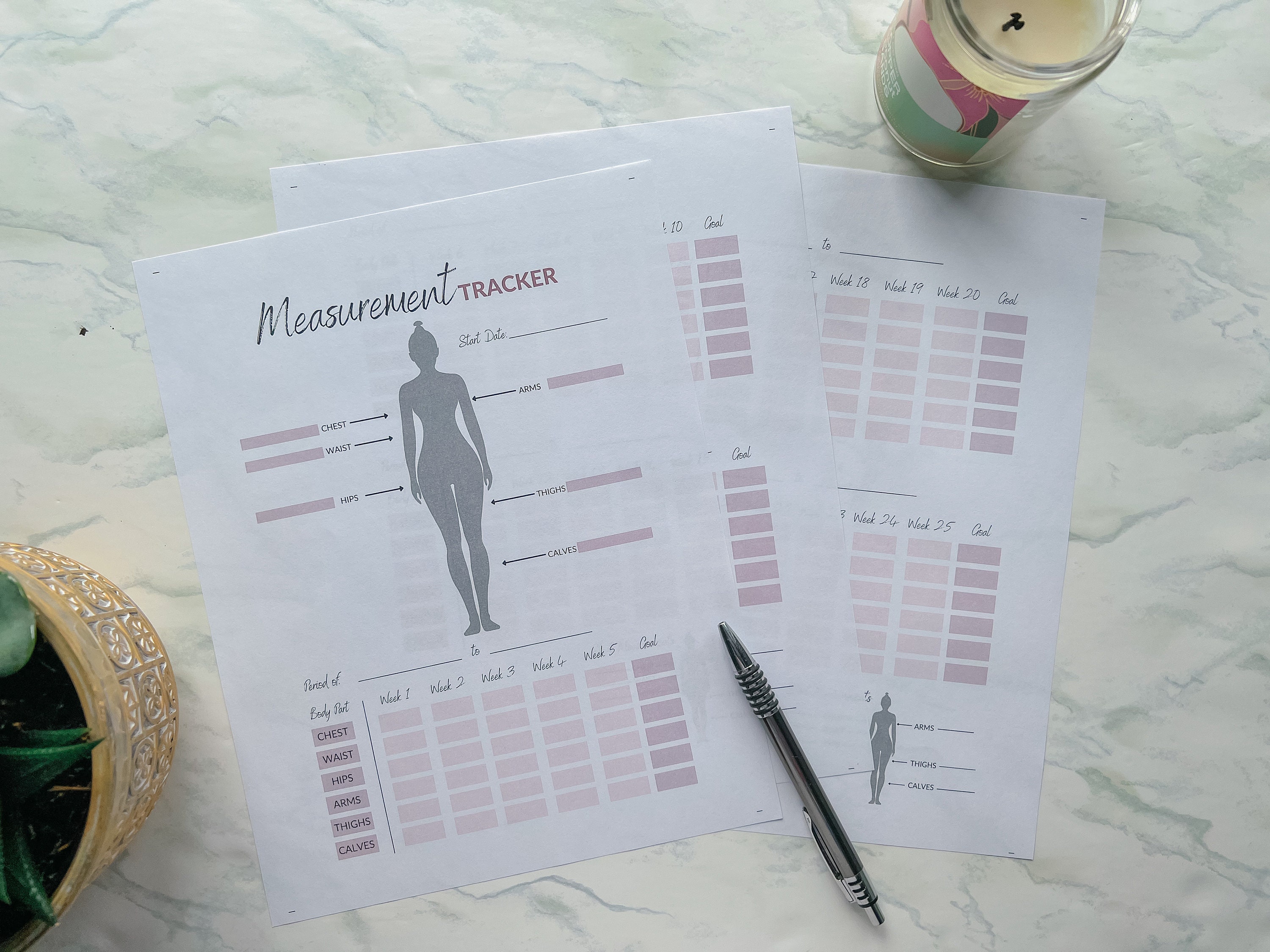 Body Measurement Tracker Printable & Fillable PDF A3 A4 - Etsy