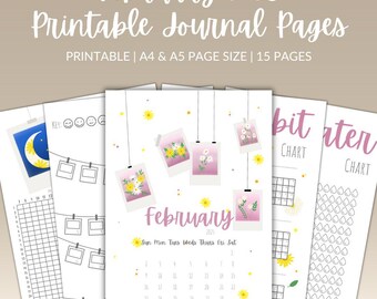 February Printable Journal Pages 2025 | Monthly Spread | Bujo Spread