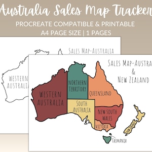 Australia Sales Map Tracker | Procreate Compatible | Printable A4 | Business Sales Map
