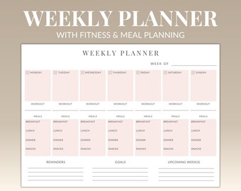 weekly workout plan pdf etsy