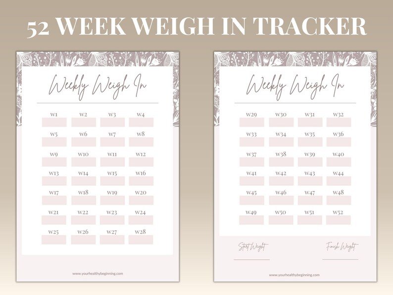 Weight Loss Tracker Printable &amp; Fillable PDF Goal Setting - Etsy
