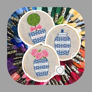 Blue Ginger Jar Collection of 3 Cross Stitch Patterns