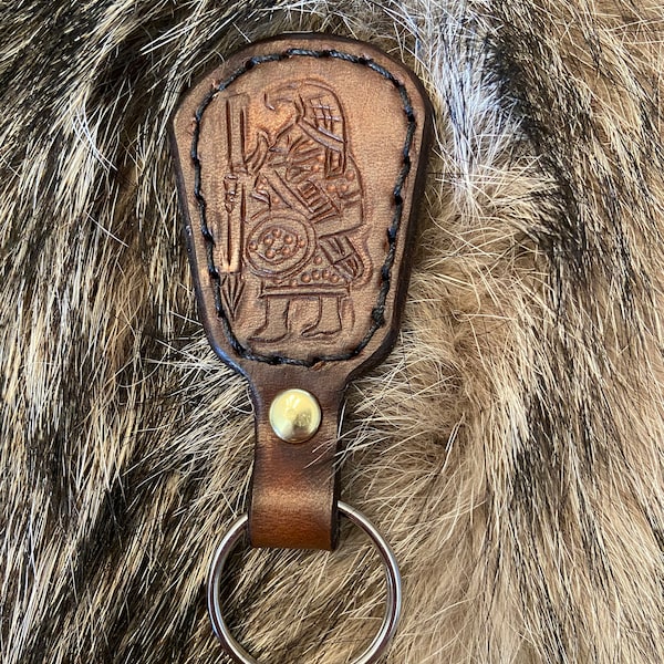 Viking Warrior Leather Keychain