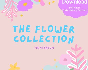Embroidery patterns! Set of 20+ Digital PDF patterns,  The Flower Collection, Hand Embroidery Pattern, PDF modern hand embroidery pattern