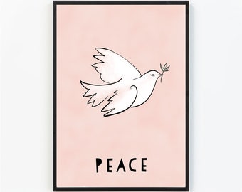 Peace Print | Dove Print | Interior Decor | Gallery Wall | Interior Inspiration | Colourful Print | Watercolour Art