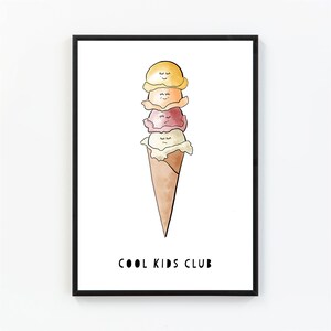 Cool Kids Club Print | Ice Cream Print | Nursery Print | Kids Room Decor | Children&#39;s Print | Gift for Kids