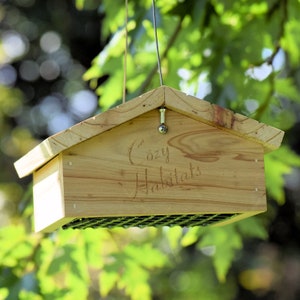 Cedar Woodpecker Feeder for Upside-Down Eating Birds | Holds Suet or Peanuts | Nuthatches, Chickadees, Finches, & Warblers | Garden Decor