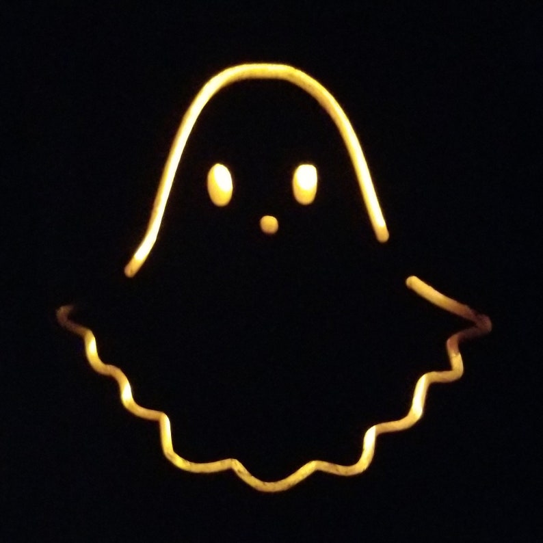 Halloween Jack-O-Lantern Ghost Design with Flickering LED Tea Light w/ Timer & Removeable Lid made from Red Cedar 2A-1 image 2
