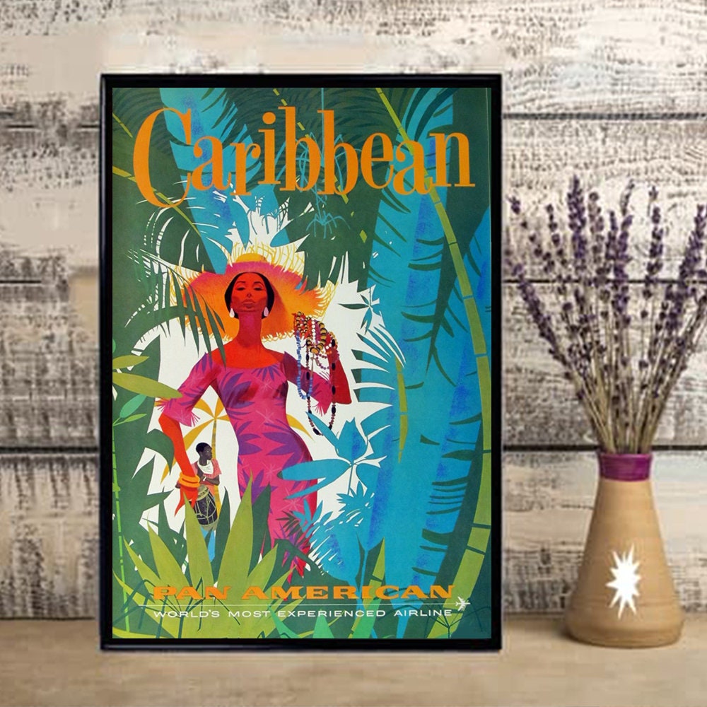 Vintage Travel Art Poster Caribbean wall Art home Decor Etsy