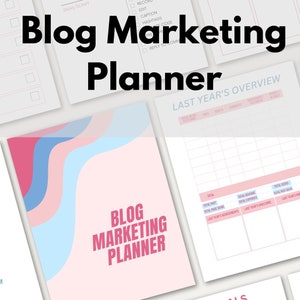 Planificador de marketing para blogs: Calendario de contenido, ideas para publicaciones (Descarga digital)
