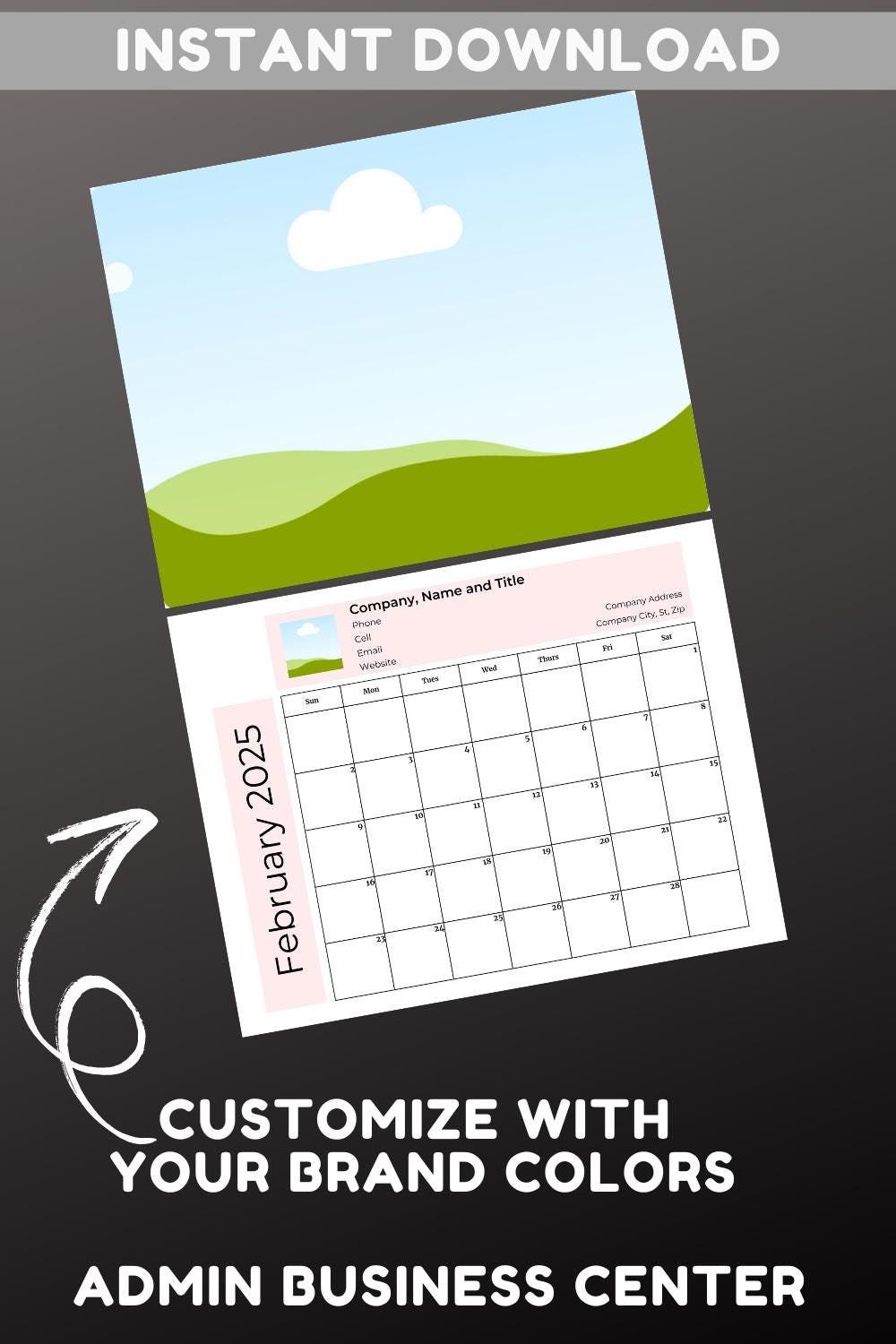 Promotional Calendar for Small Business Editable Marketing Item Personalized Calendar Template Wall Calendar Canva Landscape Calendar