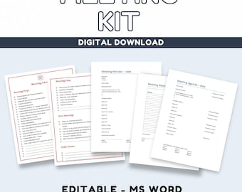 Executive Assistant Meeting System, Agenda, Minutes, Checklist Bundle, New EA Templates (Digital Download)