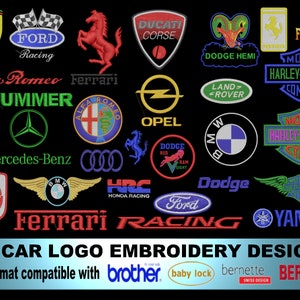 200+ Car, Auto, Vehicle, Bike manufacturers embroidery pattern designs PES format for Brother, Baby Lock, Bernina, machines Instant download