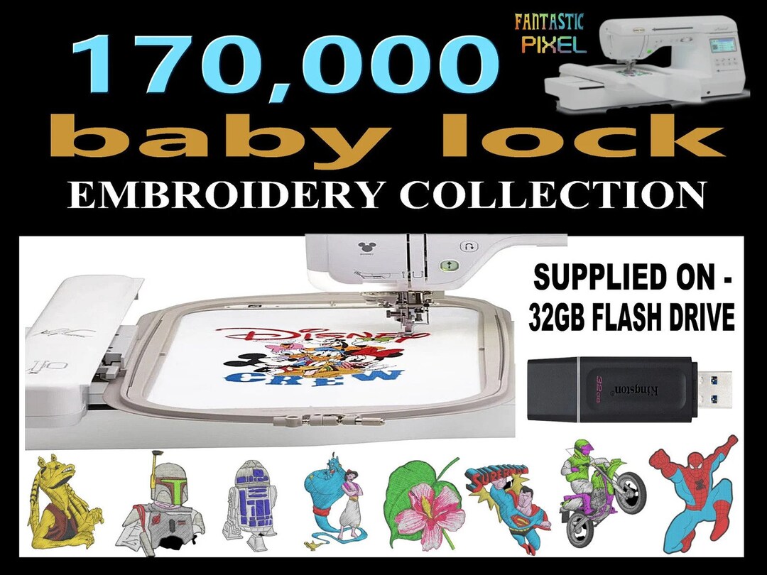 170,000 Baby Lock Machine Embroidery Pattern Designs Collection on 32GB