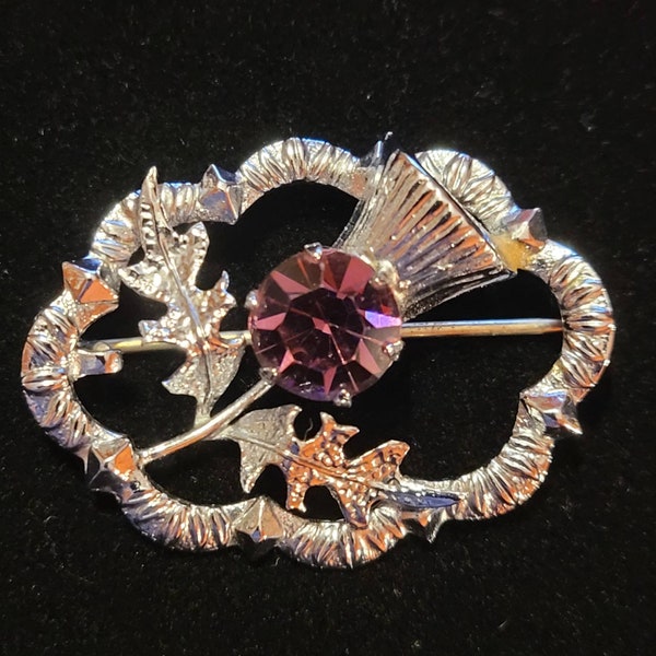 Vintage Scottish Silver Thistle Brooch by Mizpah
