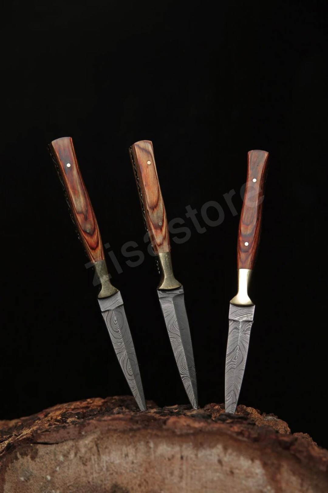 Handmade Damascus Throwing Knives Set of 3 Pieces Well Balanced and