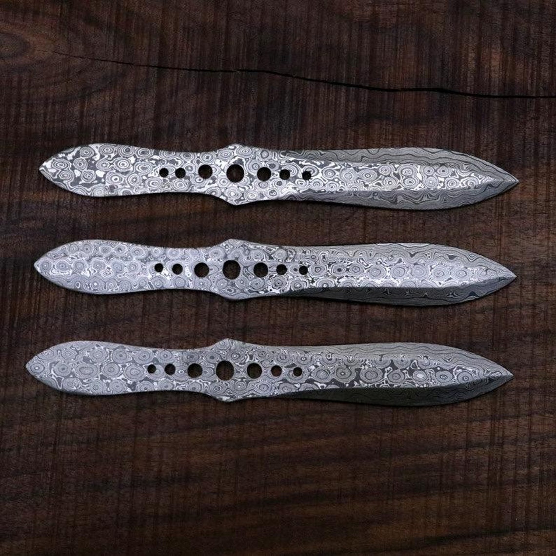 Handmade Damascus Throwing Knives Set of 3 Pieces 8.5' Well Balanced