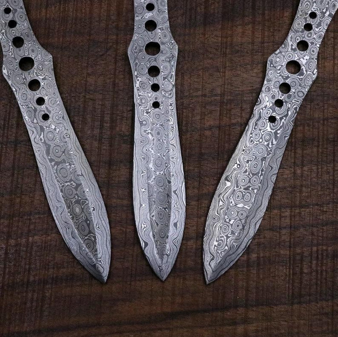 Handmade Damascus Throwing Knives Set of 3 Pieces 8.5' Well Balanced