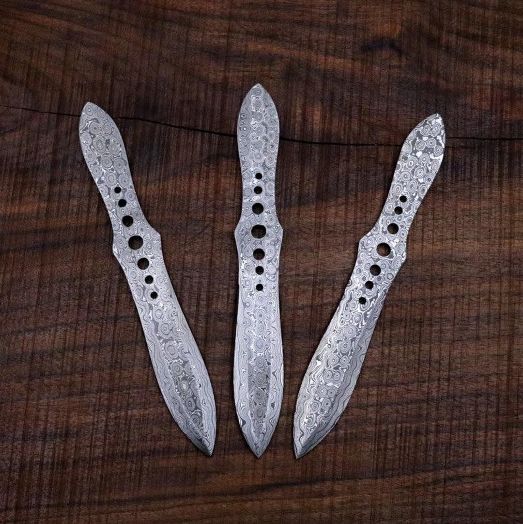 Handmade Damascus Throwing Knives Set of 3 Pieces 8.5' Well Balanced