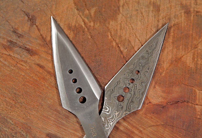 Handmade Damascus Throwing Knife Pair 7 Silver Steel Viking Etsy