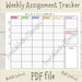 Weekly Assignment Tracker, One Page, Homework Planner, Middle School ...