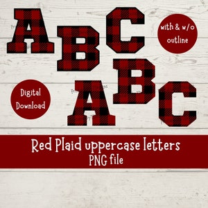 Letras a cuadros rojos PNG, letras a cuadros de búfalo, letras mayúsculas. Imágenes Prediseñadas de letras, rojo y negro pálido, imagen PNG, Cricut, Canva