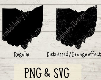 Ohio state shape PNG, distressed SVG cut file, state svg, state clipart, ohio state png, graphic design, Cricut, Canva, instant download