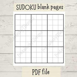 Foglio di carta con griglia vuota per il sudoku, file PDF, fogli di gioco, carta con griglia, gioco di società, stampabile per la scuola domestica
