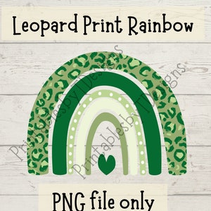 Leopard print rainbow, green rainbow, rainbow clipart, graphic design, PNG file only, Cricut, Canva, instant download