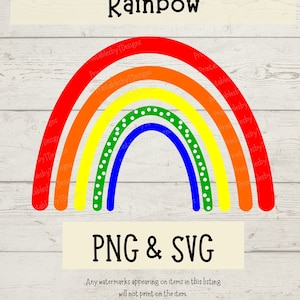 Rainbow PNG, SVG cut file, rainbow svg, rainbow clipart, rainbow colors, graphic design, Cricut, Canva, instant download