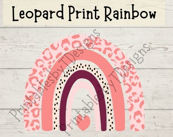 Leopard print Regenbogen, pfirsich creme rot, Regenbogen Clipart, Grafikdesign, nur PNG-Datei, Cricut, Canva, sofortiger download