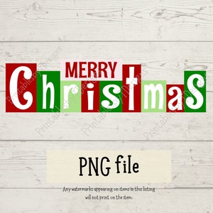 Bloques PNG de Feliz Navidad, palabras navideñas, clipart de vacaciones, clipart de Navidad, clipart de letras de molde, Cricut, Canva