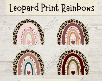 Leopard print rainbow PNG, leopard print png, rainbow png, rainbow clipart, graphic design, Cricut, Canva